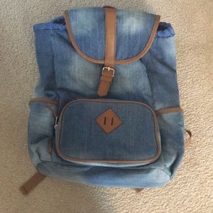 Denim/ Leather backpack